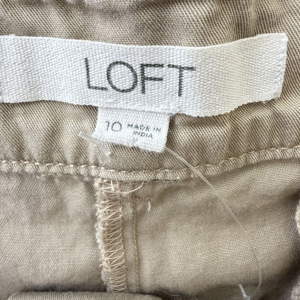 Loft Wide Leg Pants Size 10 High Rise Pleated Front Khaki Neutral Career Office - Picture 4 of 8